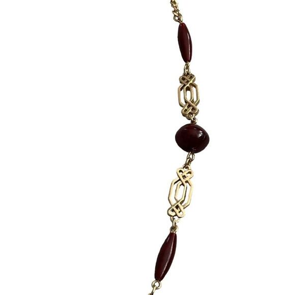 Sarah Coventry Goldtone Pendant Necklace Vintage Chain with Beads and Cabochon A - Picture 4 of 10